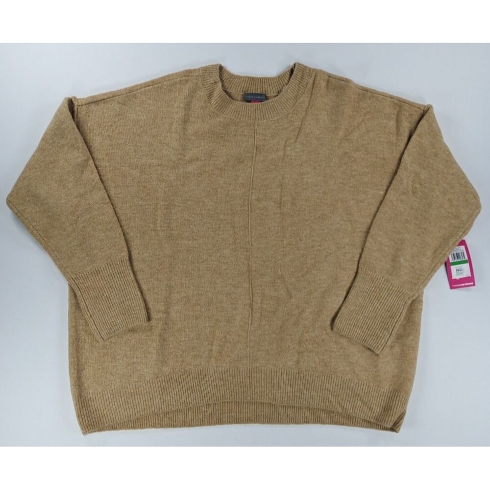 Vince Camuto Women's Large Sweater Latte Brown Crewneck Long sleeve Cozy Comfort